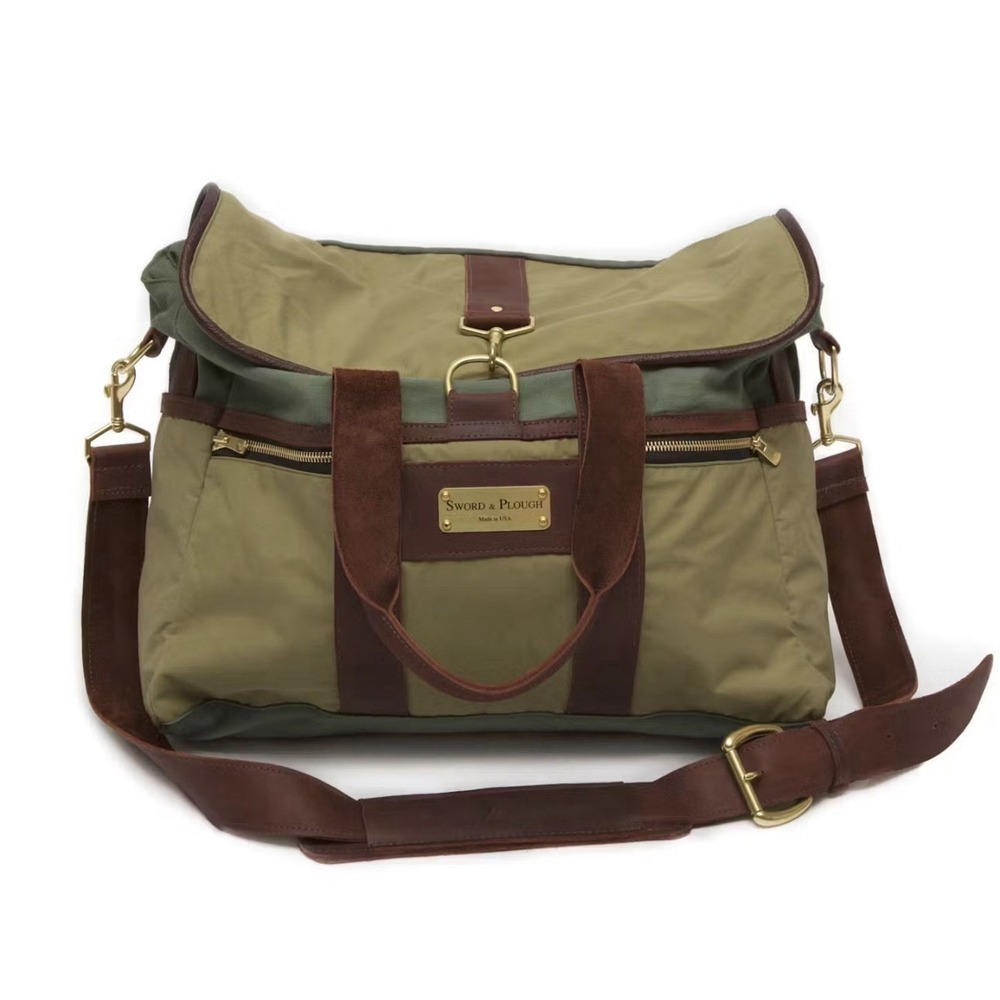 Sword & Plough Canvas Briefcase Messenger Laptop Bag Crossbody Strap